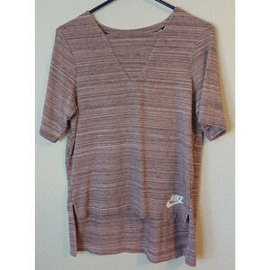 NIKE Women's Small Pink V-Neck Style Classic Shirt, Polyester T-Shirt